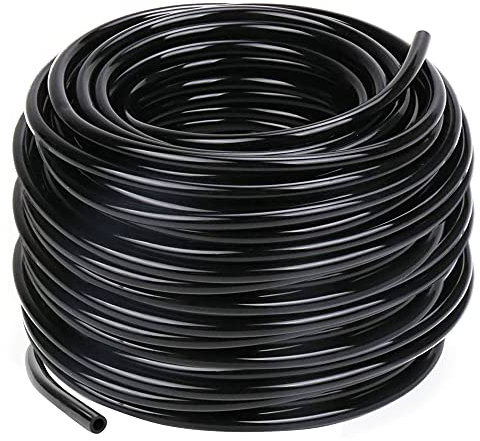 Hourleey Manguera de goteo de riego en blanco de la tubería de la distribución de 100 pies, línea de goteo de 1/4 pulgada
