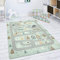 Paco Home Spielmatte Kinderteppich Teppich Kinderzimmer rutschfest Modern Straße Bär Elch Bäume Grün Grau, Grösse:120 cm Rund