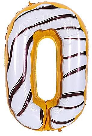 ANCLLO 81,3 cm Donut-Luftballon, Geburtstags-Folienballon, Party-Dekoration, Helium, Mylar, digitale Luftballons, Donuts (Nummer 0)