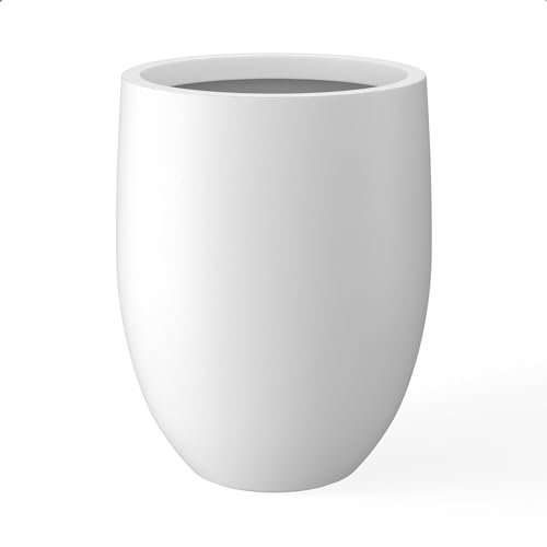 Kante Vaso rotondo in cemento, alto, per interni ed esterni, moderno, per balcone, giardino, patio, terrazza, bianco, 55,1 cm di altezza