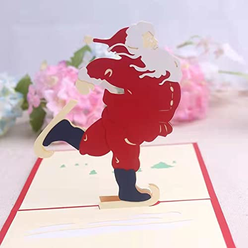 KUNSTIFY 3D Pop Up Weihnachtskarte, Weihnachtspostkarten Weihnachtskarten Geschenk für Freundin Männer Frauen Glückwunsch Christmas cards (Weihnachtsmann)