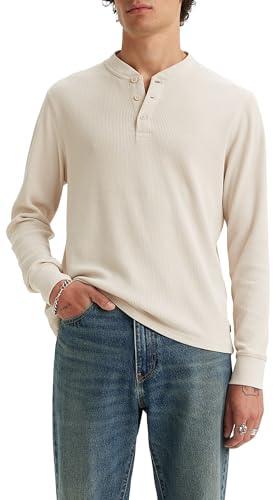 Levi's Men's LS THERMAL 3 BTTN HENLEY, Greys, One Size UK