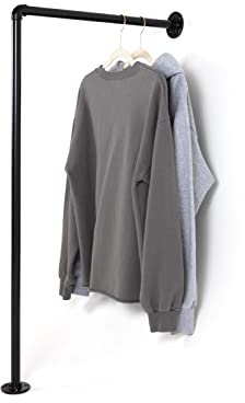 RSR Hangers Kleiderstange Industrial Kleiderständer Garderobe Stange Wandmontage Kleiderschrank Wand (Höhe 100 cm x Tiefe 50 cm)