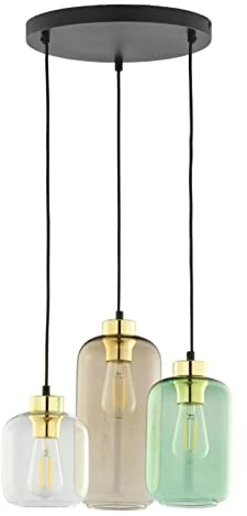 famlights Hängelampe Pendelleuchte Esstisch in Mehrfarbig 3-flammig Modern ADRIANA E27 Glas Esszimmer Flur | 3-flammig