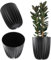KADAX Pot de Fleurs en Plastique Avec Matériaux Naturels - Moderne Avec Motif Géométrique - Rond Avec Insert - Naturel - Haut (∅ 19 cm, Noir)