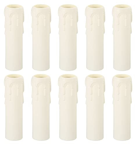 PATIKIL 25x100mm Bougie Douille Couvercles 10Pcs Plastique Manchons Chandelier Base Accessoires pour E14 Chandelier Blanc