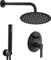 Set Doccia Completo Nero Opaco, Sistema Incasso compreso di Miscelatore con deviatore, soffione e Kit doccetta (Diametro 20 cm, Tondo)