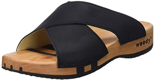 Woody Damen Mila Holzschuh, Schwarz, 39 EU