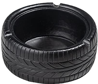 FIYSON Retro Aschenbecher,Reifen Aschenbecher Runde Aschenbecher Polyresin in Form eines LKW-Reifens für Auto Zigaretten Dekoration Heimtextilien Dekoration Tabak Aschenbecher (Schwarz)