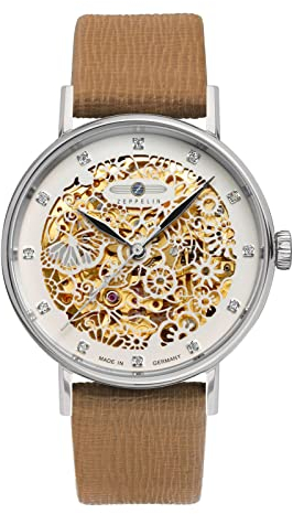 Zeppelin Damenur mit Lederband Serie Princess of The Sky Skelett Automatik 7461-5