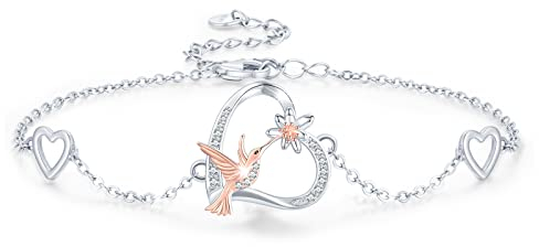 Kolibri Armband 925 Sterling Silber Herz Kolibri Und Lotus Armband Kleines Fußkettchen Kolibri Schmuck Geschenk Für Mutter Tochter