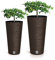 EDANTI Blumentopf Set x2 Pflanztöpfeaus Kunststoff und Holz mit Pflanzeinsatz Furu Slim ECO Wood Höhe 48 cm/57,5 cm Innen- Außenbereich Pflanzkübel Blumenkübel Pflanzentopf (Kaffee ECO)