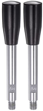 sourcing map 2Stk Klemmen Handgriffe M10 Gewinde 125mm (5) Länge Chrom Beschichtete Drehbare Kurbel Handgriff Griffe Handwheel Schraube Stiel für Drehmaschine