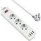 Regleta Enchufes con USB C, Protección sobretensión con 3 Tomas y 3 USB de Carga Rápida y 1 Tipo C, Extensión Protectora Multienchufe Alargador de 2 Metros (F23U Blanco)