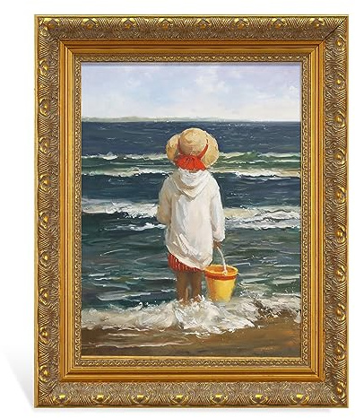 FOLKOR Solid Wood Frame for 8x10 Canvas Paintings, Finished Antique Gold Ornate Canvas Frame for Oil Painting Art Prints Home Living Room Wall Decor (No Glass & Backboard)