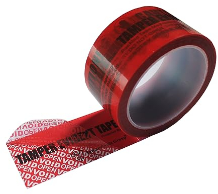 TamperSeals Group - 1 Rollen x 2 Inches x 55 Yards 100% Total-transfer Typ Sicherheitsklebeband Tamper Evident Security Void Tape, Manipulationssicher Siegel-Klebeband (Rot)