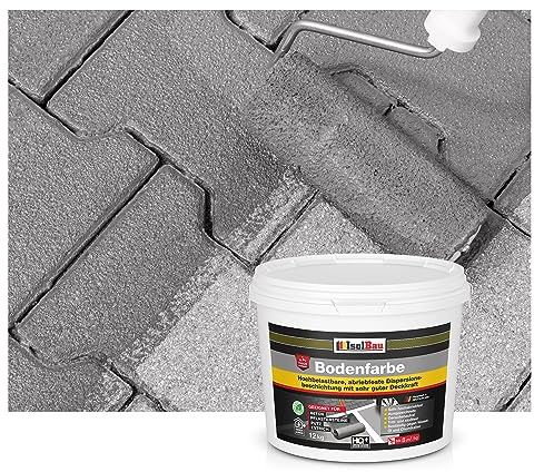 Isolbau Bodenfarbe - 12 kg - Boden- und Betonfarbe für Keller, Garage, Werkstatt - Wasserfeste Bodenbeschichtung für innen & außen - Betongrau (RAL)