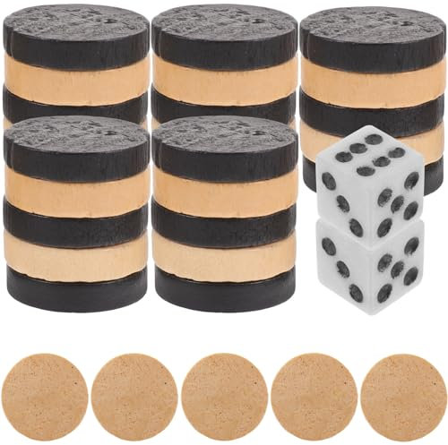 NUOBESTY Backgammon-Steine Aus Holz Steine Brettspiel Tischchips Steine Schachfiguren Würfelset Brettspielzubehör