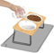 Lnueovcn Raised Cat Bowl 2PCS, Ceramic Cat Food Bowls With 15° Tilted Wood Stand Anti Vomiting, Elevated Cat Bowls for Food and Water, Bamboo Cat Feeding Station with Cat Food Mat for Cats and Puppy
