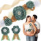 BOBASH Set mit Gürtel und Mieder, Pfau, Grün, für Babyparty, Gender-Enthüllung, Partygeschenk, Geschenk für werdende Mama, Schwangerschaftsgürtel, Fotozugang für Party-Dekorationen