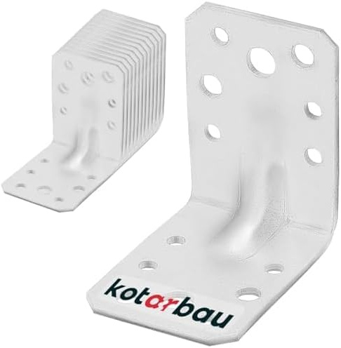 KOTARBAU® Winkelverbinder 60x60x45 mm, Winkel Metall mit Sicke, 12er Set | Schwerlastwinkel für Holzbalken, Metallwinkel 90 Grad, Balkenverbinder, Holzverbinder, Stahlwinkel verzinkt, Silber