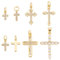 AHANDMAKER 16 Stück Kleine Kreuz-Charms Aus Messing, 8 Stile, Mikro-Pavé-Kubikzirkonia-Anhänger, Perlen, Kreuzperlen Für Glaube, Halskette, Ohrringe, Armband, Schmuckherstellung