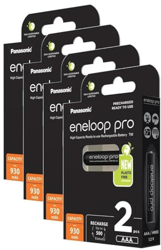 Eneloop Pro Micro 930 mAh AAA Ni-MH wiederaufladbare Batterien, 4 x 2 Stück