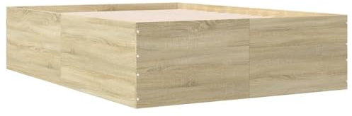 vidaXL Cadre de lit chêne Sonoma 120x200 cm Bois d'ingénierie, Meuble de Chambre à Coucher, sommier, lit à Panneaux, lit, lit Double, lit Plate-Forme