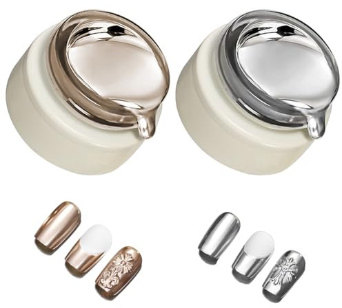 Esmalte de Gel Metálico para Uñas - Pintura Dorada y Cromada 8ml 2 Piezas - 3D Espejo para Flores y Líneas de Arte