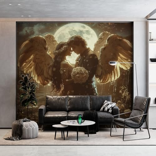 Fototapete Fantasie Cartoon Engel Vlies Tapeten Wandtapete, Braun Moderne Wanddeko Design Wand Dekoration Wohnzimmer Schlafzimmer Büro Flur 400 x 280 cm (WxH) Wandtapete