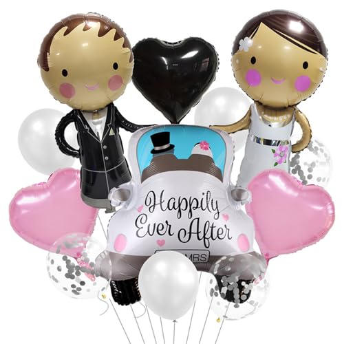 ALEGRE® Brautpaar Luftballons Hochzeit Deko, 12 Stück Just Married Deko Mr and Mrs Folienballon Hochzeitsdeko, Deko Hochzeite Verlobung, Hochzeit Ballons für Standesamt Deko, Hochzeitstag Party Deko