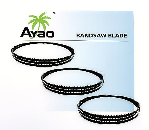 AYAO Lames de scie à ruban de 1790 mm (3,5 mm, 6,5 mm, 9,5 mm de large), lot de 3, Acier à haute teneur en carbone, Compatible avec la scie à ruban Record Power BS250 Benchtop, pour Bois