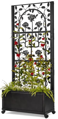 H Potter Jardinière en treillis pour plantes d'extérieur - Brise-vue pour patio, jardin, terrasse, balcon (noir)