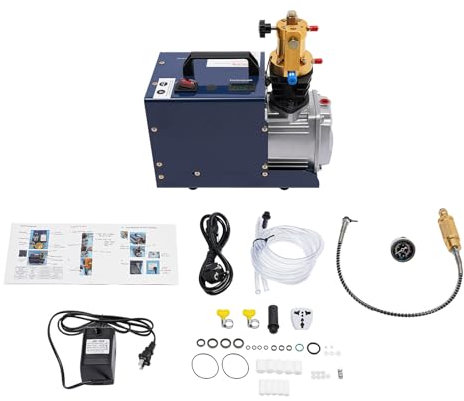 OUKANING Pcp Kompressor 300 Bar 1800w 2800r/Min Hochdruckluftpumpe Mit Integriertem Kondensator, Öl-Wasser Separator, Überdruckschutzventil