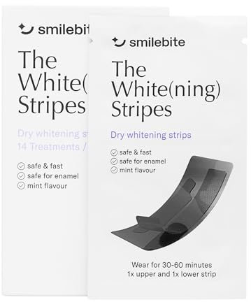 Smilebite - The Whitening Strips Zahnaufhellungsstreifen – Set mit 28 Stück Effektive und Sichere, Zahnaufhellung Professionlle Wirkung, Zähne Weiß Machen, Bleaching Zähne Zahnbleaching Teeth