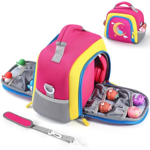 Portable Travel Organizer Carrying Case Compatible with Toniebox Audio Player, Tonies Figures, Headphones and Charging Station, Storage Carrier Bag for Toniebox Starter Kit (Red)