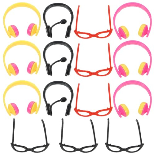 Abaodam 1 Set Kopf Telefone Kunststoff Dekorative Gläser Dekore Kunststoff Puppe Cosplay Gläser Kopfhörer