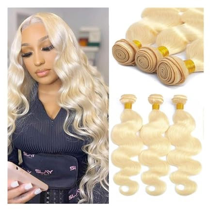 Haarverlängerungen Echthaar-Bündel, gewellt, 613, blond, brasilianisches Echthaar, 1/3 Bündel, gewellte, lockige Haarverlängerungen for Frauen Echthaarbündel(20inches 1 Bundle)
