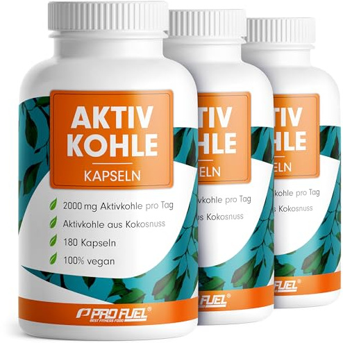 Aktivkohle Kapseln 540x - optimal hochdosiert mit 2000 mg pro Tag - Aktivkohle aus Kokosnuss als Alternative zu Kohletabletten - laborgeprüft mit Zertifikat - Vorrat für 90 Tage