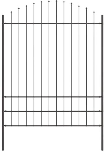 vidaXL Gartenzaun mit Bogenoberteil Grau 1,7x2 m Stahl