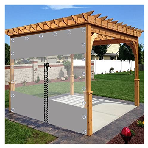 VagxTbs Balcony Rain Curtain Clear Tarps with Grommets Pergola Side Panels with Zipper for Carports, Roof, Camping, Outdoor (13.78x8.2ft/4.2x2.5m)