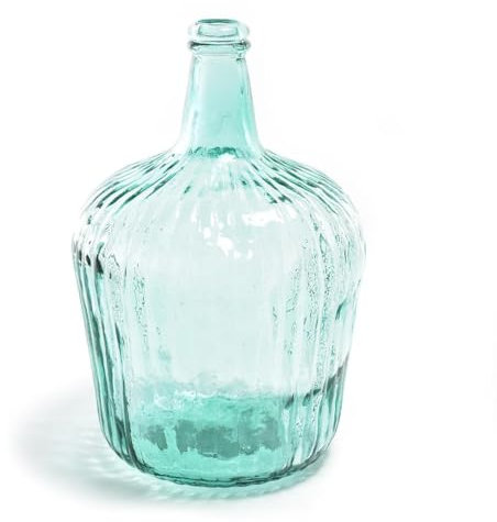 Decor Space Vaso a forma di bottiglia in vetro, decorazione per arredo casa (38 cm in vetro rigato)