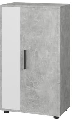 Vicco Kommode Berno, Beton/Weiß, 50.1 x 87.3 cm mit 2 Fächern