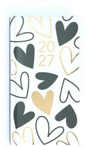 Wochenplaner 2026, Wochenansicht, fester Einband, modisches Design (Herzen)