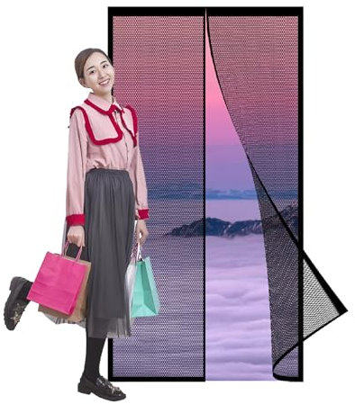 Zanzariera Magnetica per Porta Blindata 88 x 225 cm Autoadesiva Traspirante, Maglia Magnetico Tenda Anti Zanzare Insetti per Porta Finestra, Nero