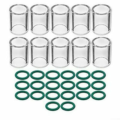 Ersatzteil-Set enthält 10 hitzebeständige Glasbecher und kompatible O-Ringe für WIG-Taschenlampen