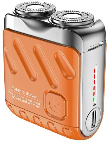 Tragbarer Mini-Elektrorasierer für Herren, Doppelkopf, wasserdicht, mit USB wiederaufladbar, Gehäuse aus Zinklegierung, Typ-C-Schnellladung, IPX7, LED-Akkuanzeige, reisefreundliches Design