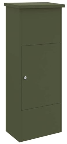 vidaXL Parcel Drop Box Olive green 44.5 x 29 x 110.5 cm Steel, Garden and Terrace, Contemporary, Waterproof, Steel Parcel Box, Lockable Storage, Outdoor Mailbox, Secure Package, Weatherproof