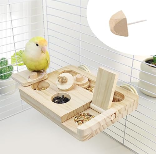 AzulLanse Holz Vogel Futter Puzzle Spielzeug für Papageien,Sittich, Nymphensittich,Sonne Conures-Vögel Interaktives geistiges Bereicherungsspielzeug,Vogelsamen Slow Feeder Spielzeug für Käfig