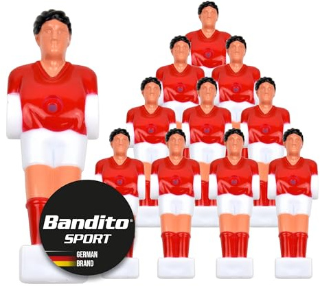 Kickerfigur Hobby, 2-farbige Soccer-Figur universell passend für alle Tischkicker-Stangen mit Ø 13 mm, robust, Team Set mit 11 St. in 2 Trikot-Farben